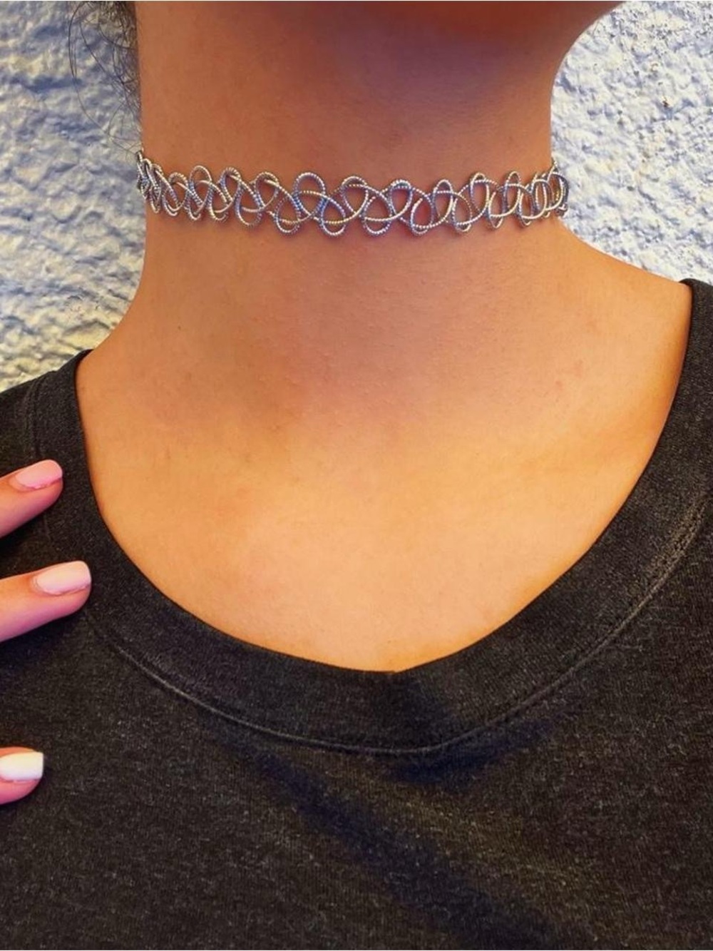4pc Y2K 90s Choker Necklace Bundle Black Silver Beaded
